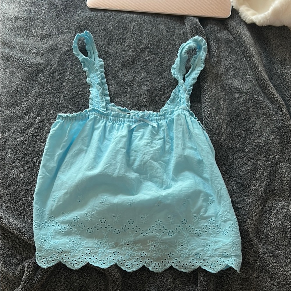 PacSun Sky Blue Eyelet Trim Tank